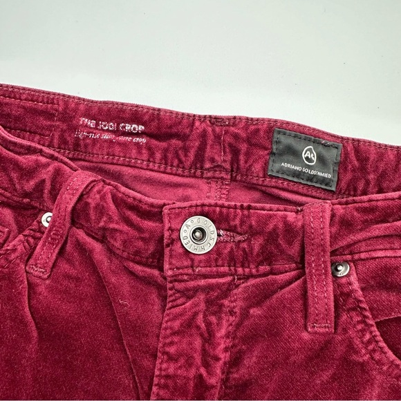 AG Adriano Goldschmied The Boot Crop Velvet Flare Crop in Gooseberry - Picture 7 of 11